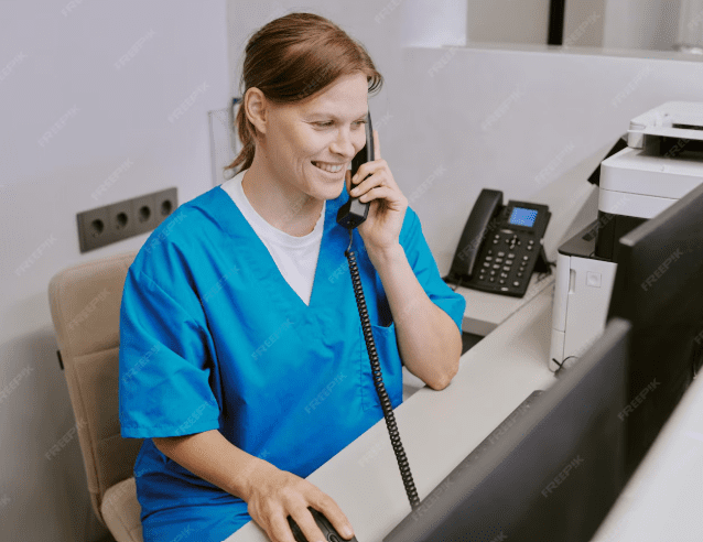 Medical-Receptionist-On-Phone